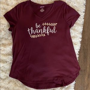 Apt 9 - Be Thankful Tee - Maroon/Crimson